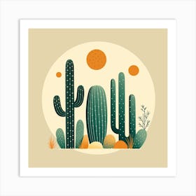 Rizwanakhan Simple Abstract Cactus Non Uniform Shapes Petrol 19 Art Print