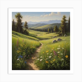  This Painting Depicts Expansive Green Meado 0 Art Print