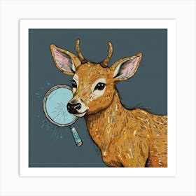 Deer With Magnifying Glass 3 Art Print