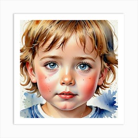 Watercolor Portrait Of A Child 1 Art Print