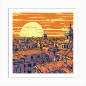 Sunset In Rome Art Print