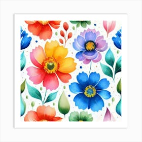 Watercolor Floral Pattern 5 Art Print