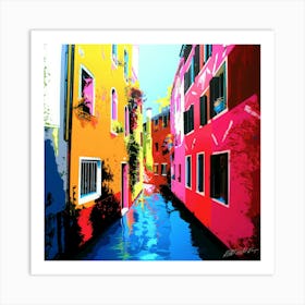 Venice On Map - Venice Waterway Art Print