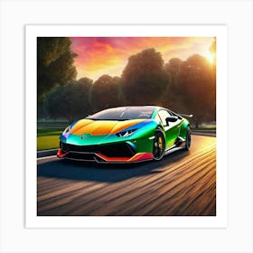 Rainbow Lamborghini 1 Art Print