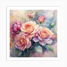 Watercolor Roses 18 Art Print