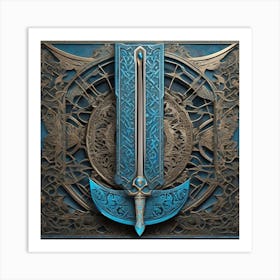 Sword In Blue Art Print