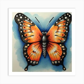 Orange Butterfly Watercolor Art Print