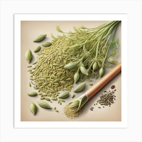 Fennel Seeds flower plants painting art print 1 Art Print