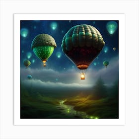 Glowing Hot Air Balloons Art Print