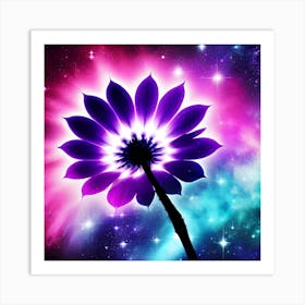 Purple Flower In Space Art Print