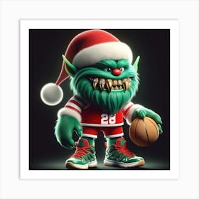 Santa Claus Basketball Art Print