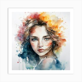 Watercolor Of A Girl Art Print