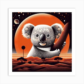 Koala On The Red Planet Art Print