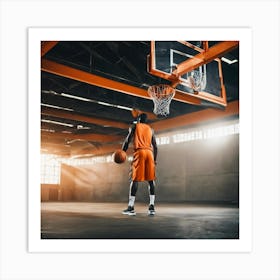 Basketball Player In The Gym Art Print