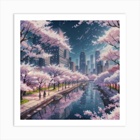 City And Blossoms(1) Art Print