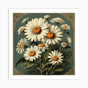 Oxeye Daisy Floral Botanical Vintage Poster Flower Art print 3 Art Print