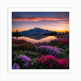 Sunset In The Mountains Art Print