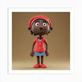 Black Girl In A Red Hat Art Print