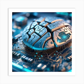 Brain On Circuit Board 25 Art Print