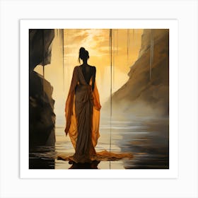 Woman At Sunset Stock Videos & Royalty-Free Footage Art Print