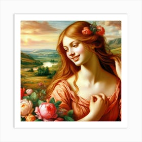 Girl With Flowers 3 Art Print