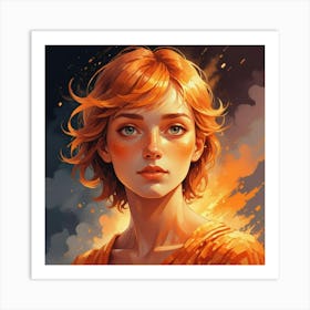 Girl With Orange Hair 1 Art Print