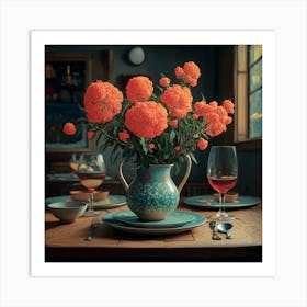 Oranges In A Vase Art Print