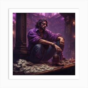 Man Sitting On A Pile Of Money 1 Art Print