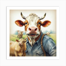 Cow And Calf 2 Art Print