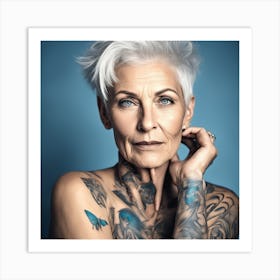 Old Woman With Tattoos Art Print