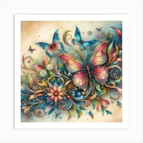 Colorful Butterflies 1 Art Print