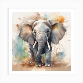 Elephant Watercolor Painting Art Print