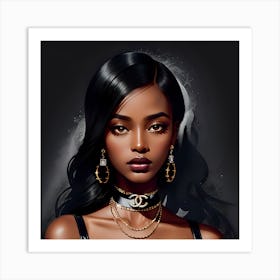 Black Girl With Gold Jewelry Art Print