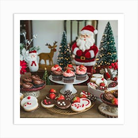 A Christmas Dessert Table With Chocolate Art Print