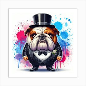 Bulldog In Top Hat Art Print