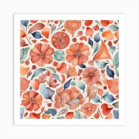 Watercolor Floral Pattern art print Art Print