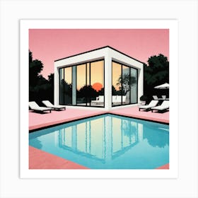 Sunset By The Pool Art Print