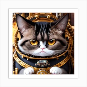 Anime "grumpy cat" surreal sci-fi Gothic steampunk limited edition 8/9 cyborg pet Art Print