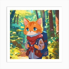Cute Cat In The Forest Art Print