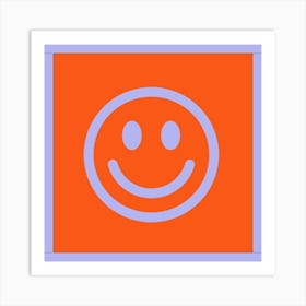Smiley Face   Orange And Purple Art Print