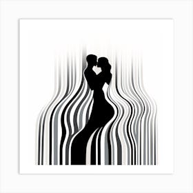 A Kiss in black and white Art Print