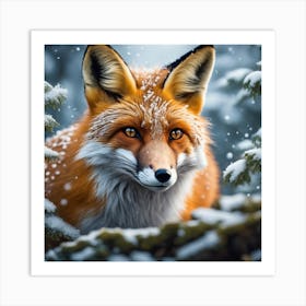 Fox In The Snow 5 Art Print