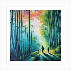 Abstract Puzzle Art Bamboo forest 1 Art Print