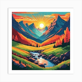 Sunset In The Mountains 42 Art Print