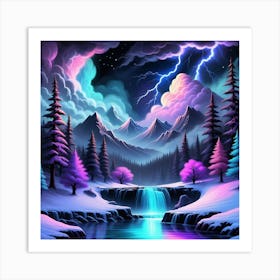 Stormy Night In The Mountains Art Print