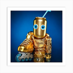 Firefly Frightened, Robot, Blue Eyes, Inline Roller Skates, Disguised, Sweaty, Gold, Aluminum Can, C (9) Art Print