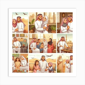 Muslim Family Portraits Art Print