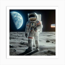 Astronaut On The Moon 4 Art Print