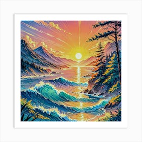 Sunset At The Beach 6 Art Print