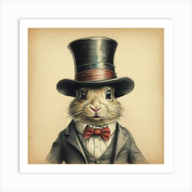 Rabbit In Top Hat 11 Art Print